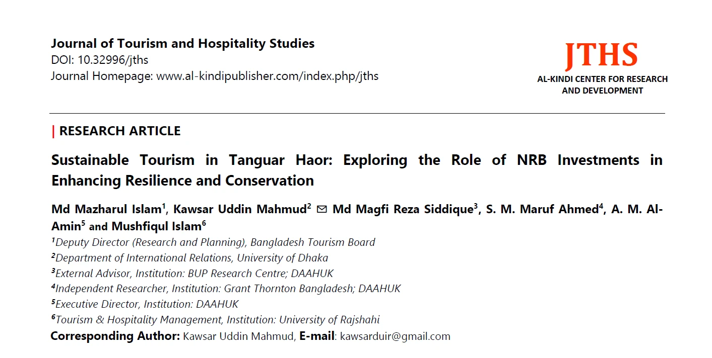 Sustainable Tourism in Tanguar Haor: Exploring the Role of NRB Investments in Enhancing Resilience and Conservation